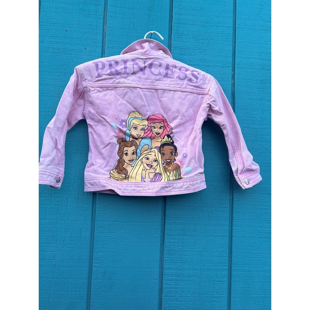 Disney Princess Pink‎ Denim Trucker Jacket Kids Size 6 Graphic Back SP2522092PR